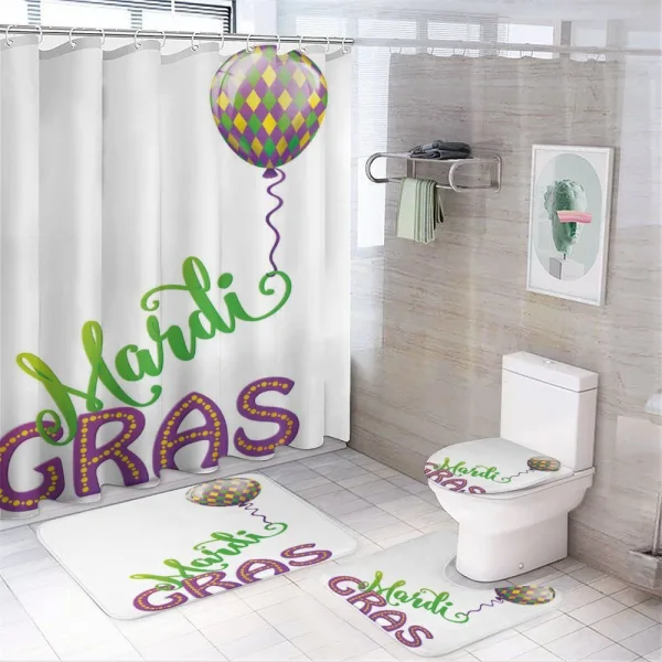 Cartoon Mardi Gras on a shower curtain
