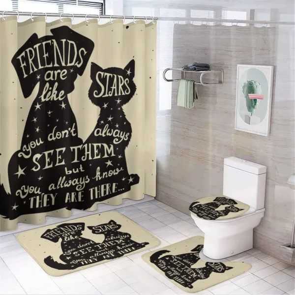 Cat Dog Friends on a shower curtain
