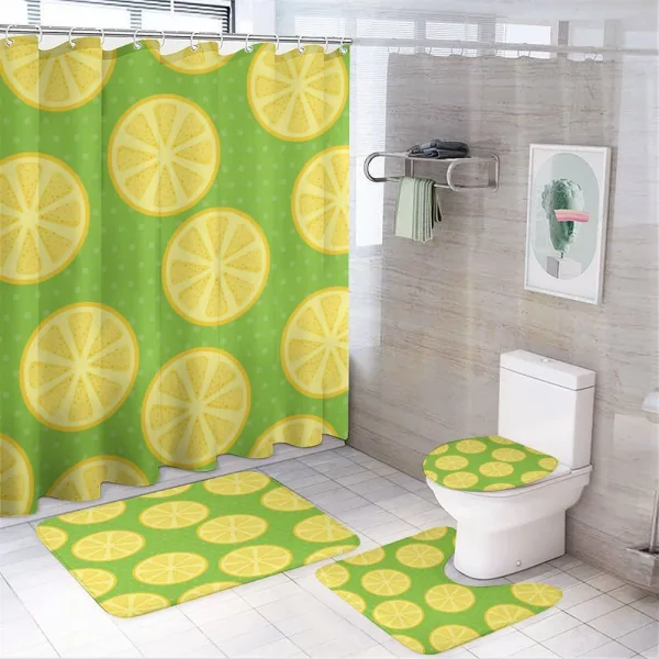 Citrus Slices Polka Dots on a shower curtain