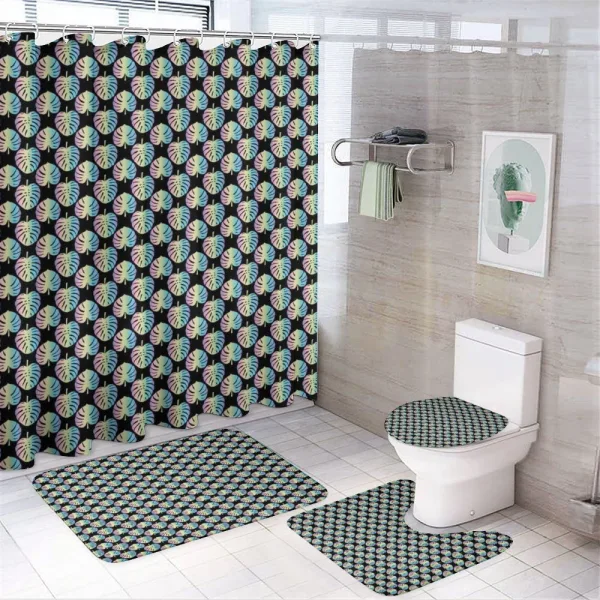 Colorful Monsteras Tropical on a shower curtain