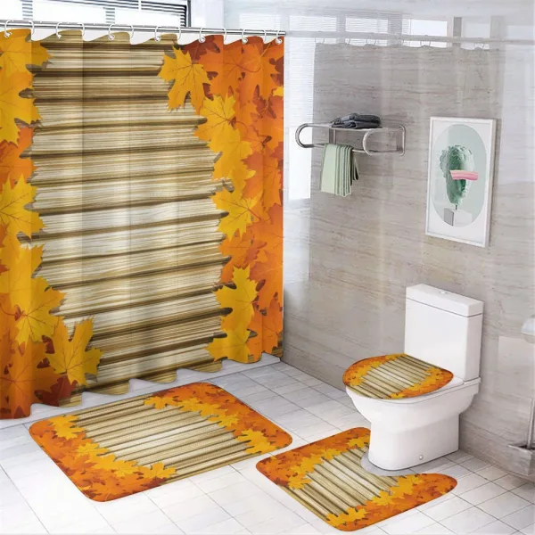 Fallen Leaves Rustic Style on a shower curtain