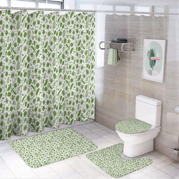 Hawaiian Plants Pattern on a shower curtain