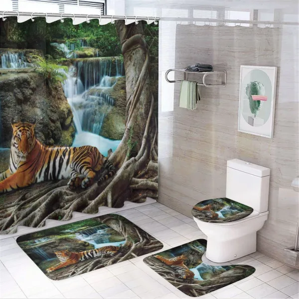 Indochina Tiger Banyan Tree on a shower curtain