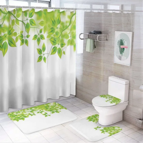 Leaves Spring Art on a shower curtain