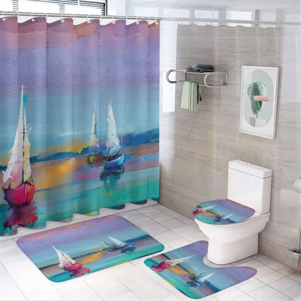 Modern Art Boat Sail on a shower curtain