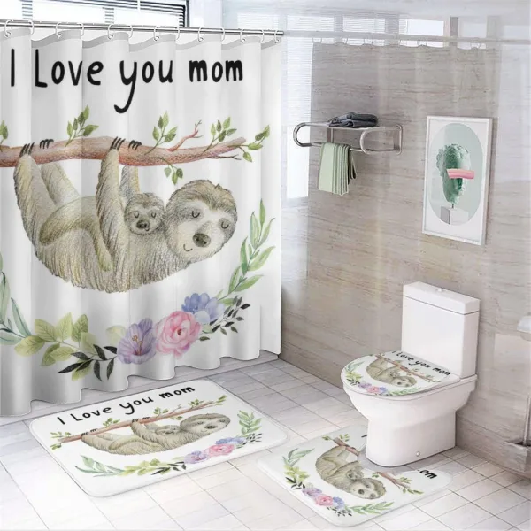 Mom Sloth and Baby on a shower curtain