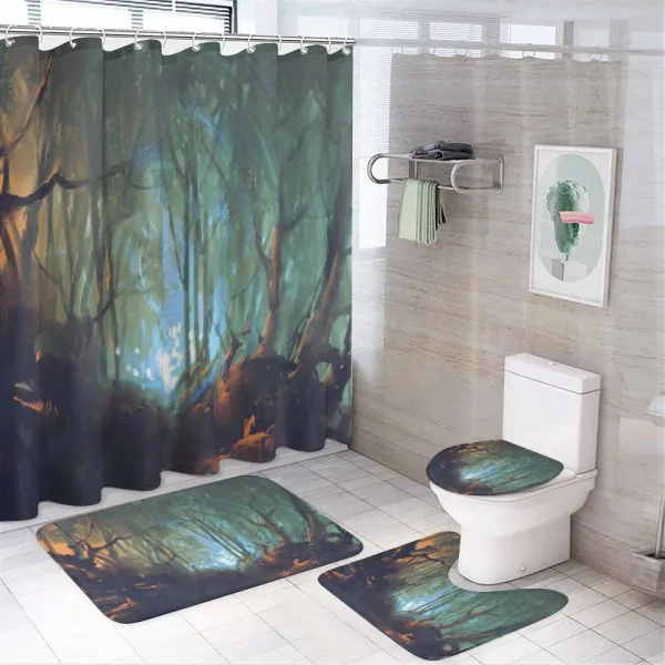 Mystic Dark Forest on a shower curtain