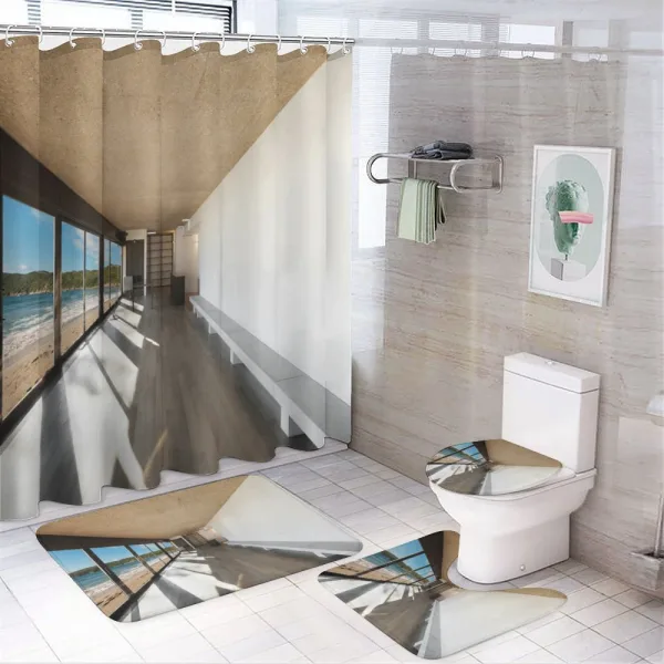 Ocean Sea Waves Sand View on a shower curtain