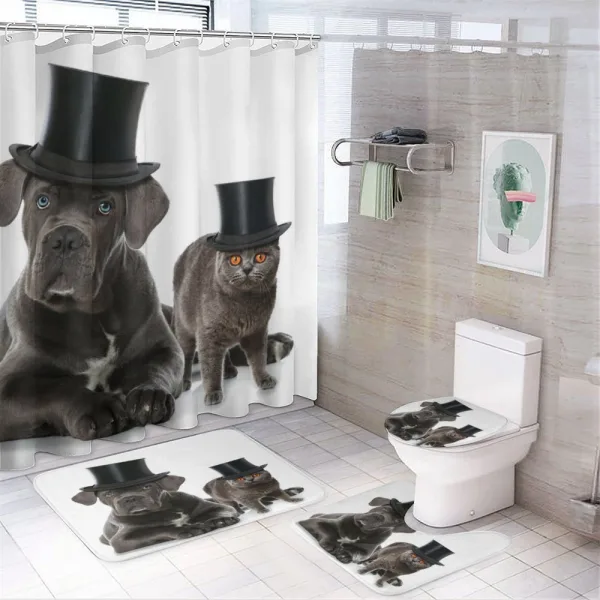 Pets in Magicians Hat on a shower curtain