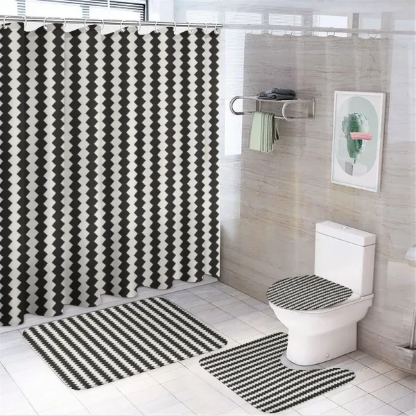 Repeating Retro Ornament on a shower curtain