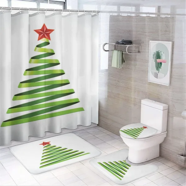 Ribbon Tree New Year on a shower curtain