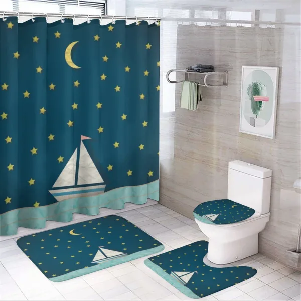 Sailing Boat Night Sky on a shower curtain