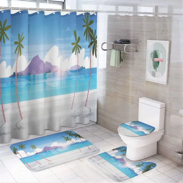 Summer Seaside with Palms on a shower curtain