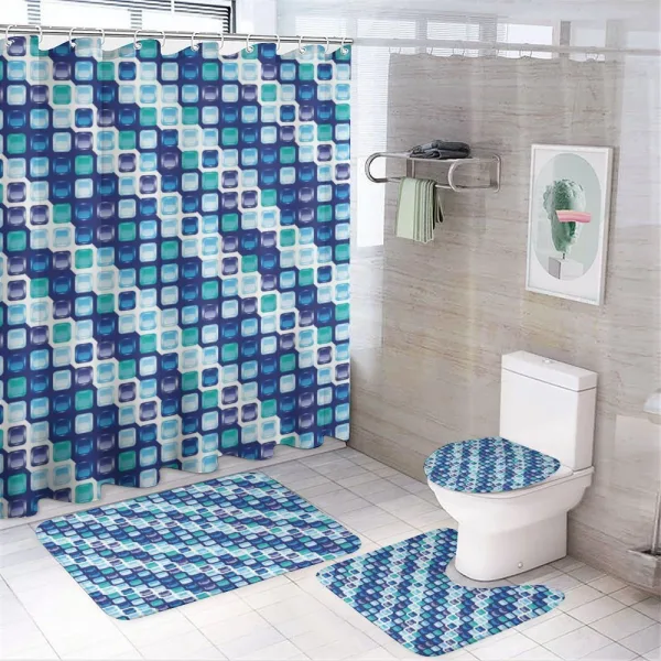 Vintage Mosaics Squares on a shower curtain