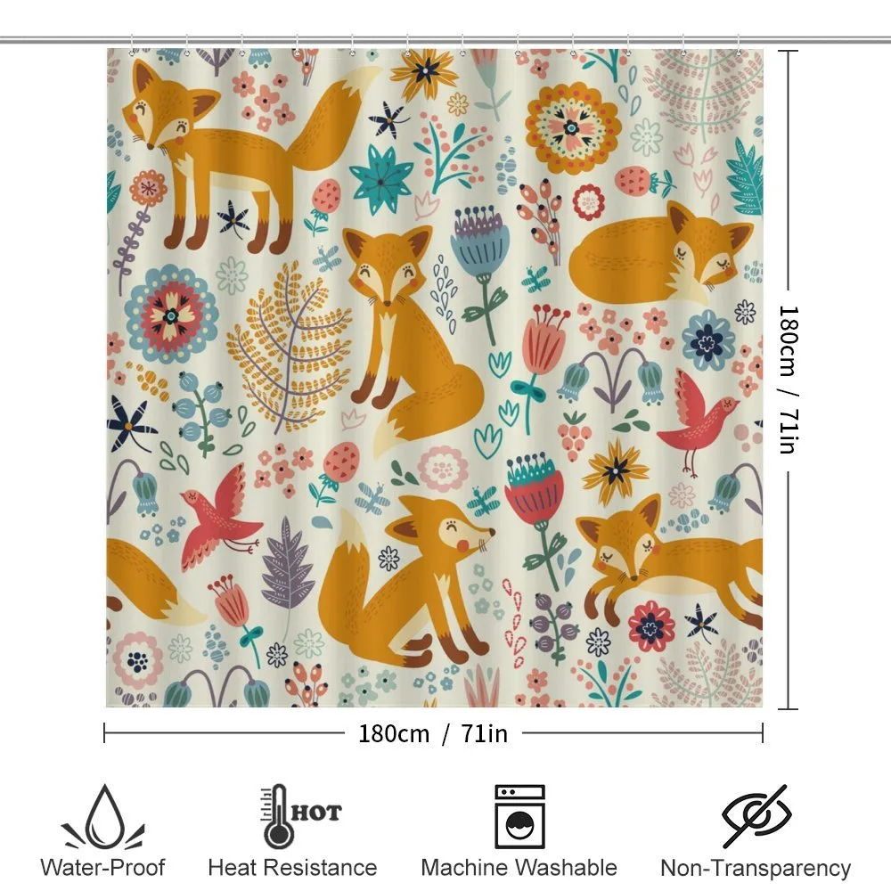 Foxes Ornate Flowers Birds — Detail 2