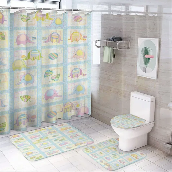 Funny Elephants Drawing on a shower curtain