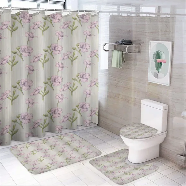 Lily Petals and Buds on Lines on a shower curtain