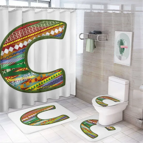 Multicolored Alphabet on a shower curtain