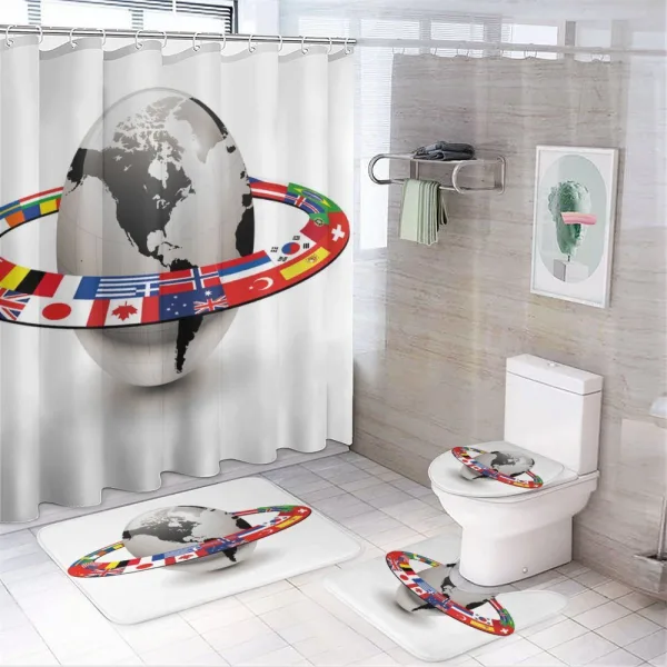 Orbit of National Flags on a shower curtain