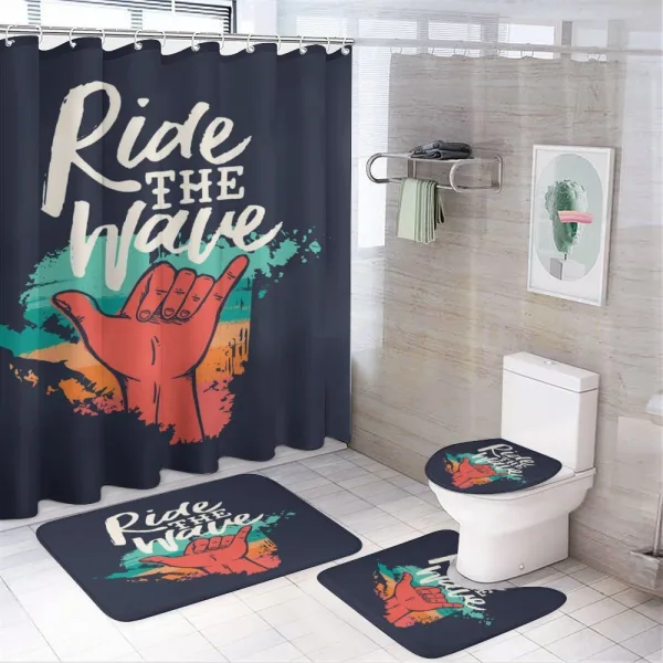 Ride the Wave and Gesture on a shower curtain