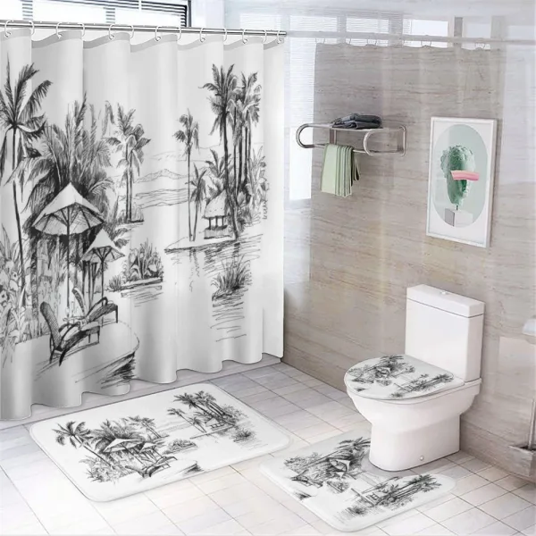 Sketchy Drawn Holiday Paradise on a shower curtain