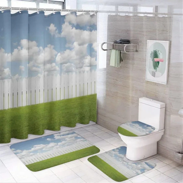 Sky with Clouds Farm on a shower curtain