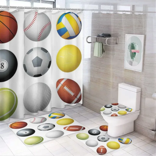 Sports Balls Pattern on a shower curtain