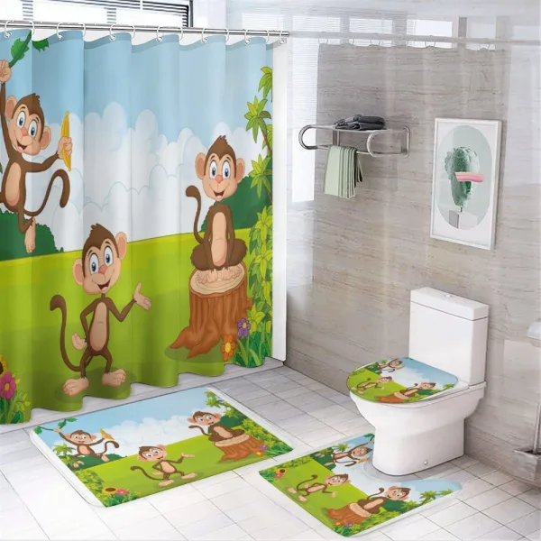 3 Monkeys Safari on a shower curtain