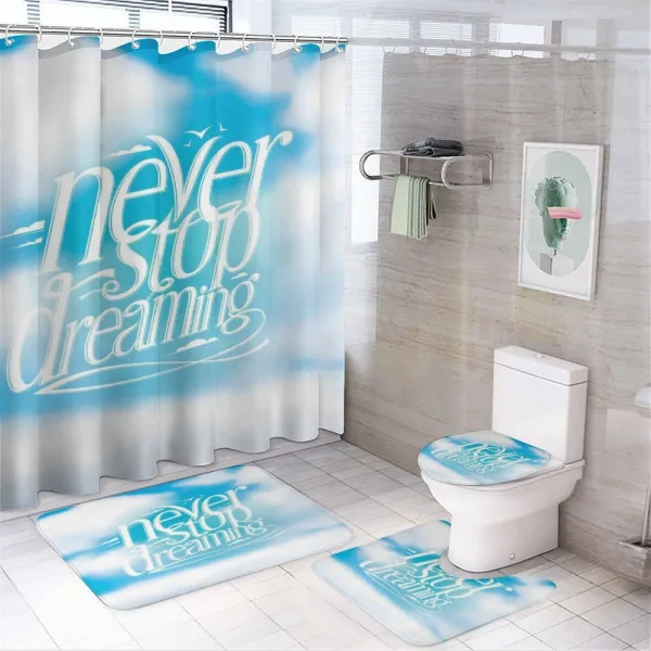 Aqua Inspirational Art on a shower curtain