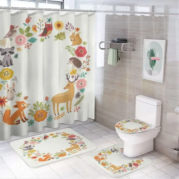 Cartoon Wildlife Pattern on a shower curtain