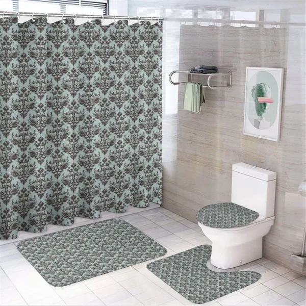 Damask Shapes Motif on a shower curtain