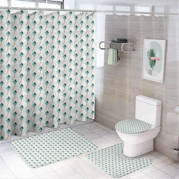 Geometric Triangles Circles on a shower curtain