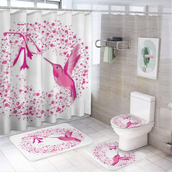 Hummingbird Flower Dots on a shower curtain