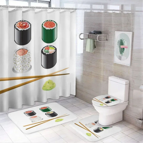 Japan Sushi and Chopsticks on a shower curtain