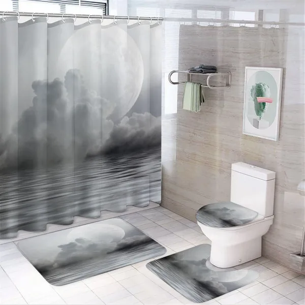Misty Air and Ocean Art on a shower curtain