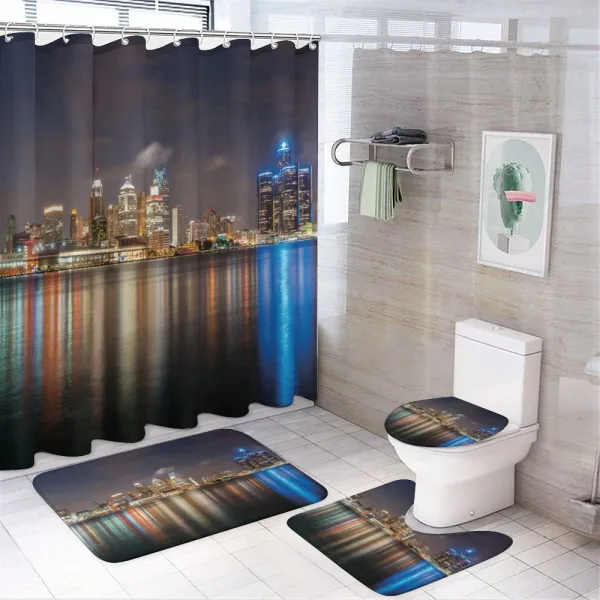 Night Time Cityscape on a shower curtain