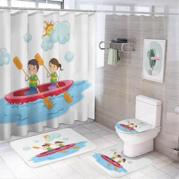 Riding a Kayak on a shower curtain