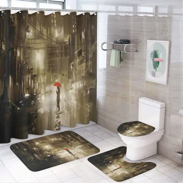 Romantic View Rainy Day on a shower curtain