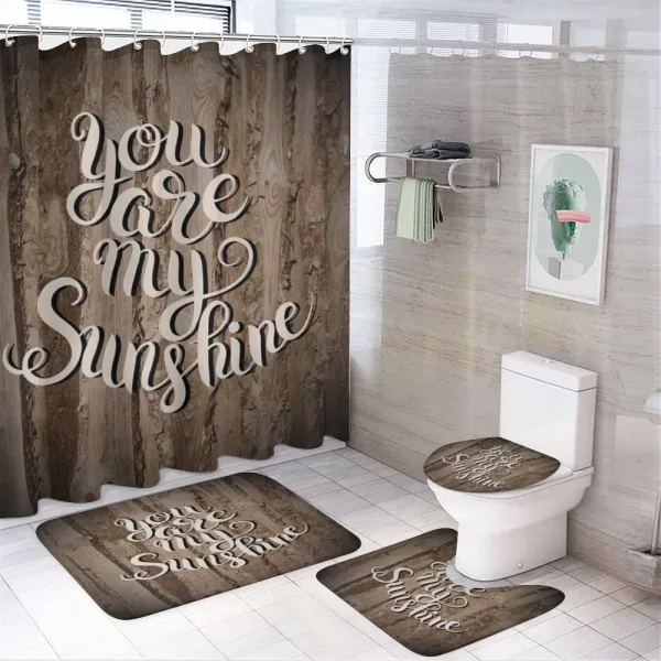 Romantic Words Wooden on a shower curtain