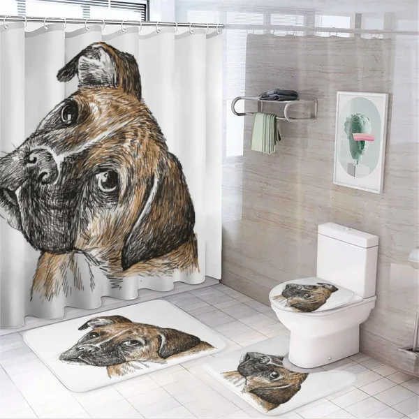 Sketchy Furry Puppy Pet on a shower curtain