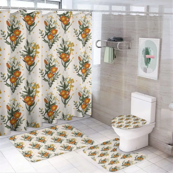 Vintage California Poppy on a shower curtain