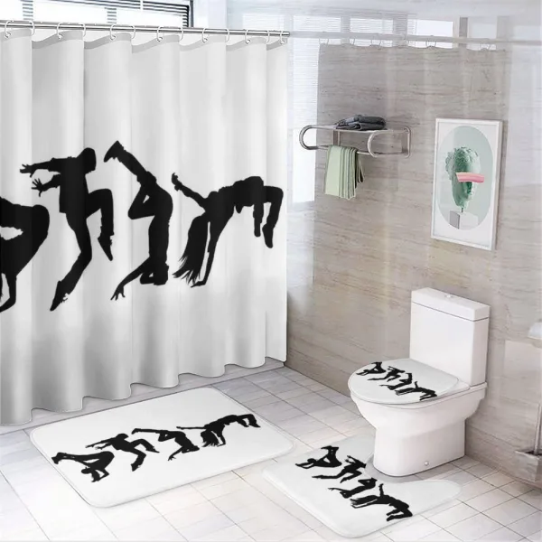 Woman Hand Glide Move on a shower curtain