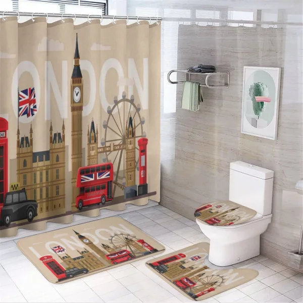 Britain Landmarks on a shower curtain