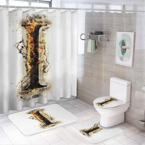 Charred I with Flames on a shower curtain