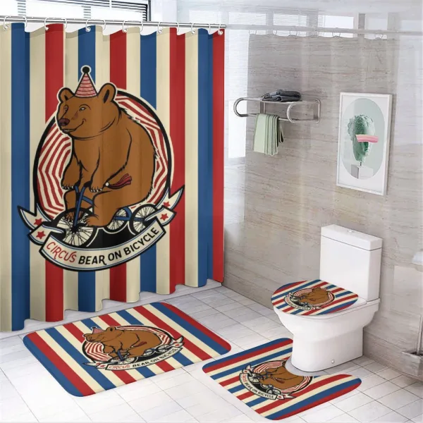 Circus Mascot on Bicycle on a shower curtain