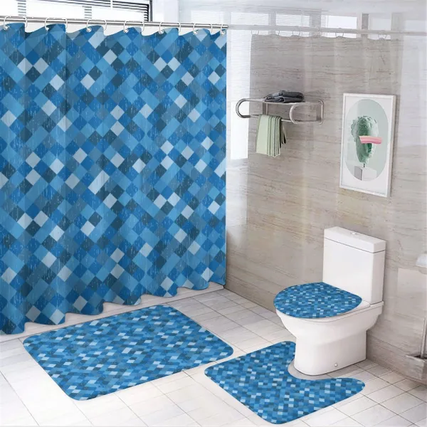 Diagonal Checked Pattern on a shower curtain