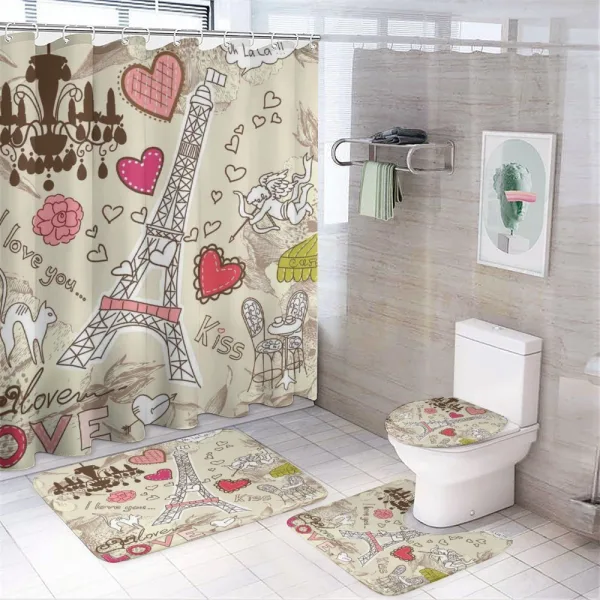 Doodle Eiffel Tower Love on a shower curtain