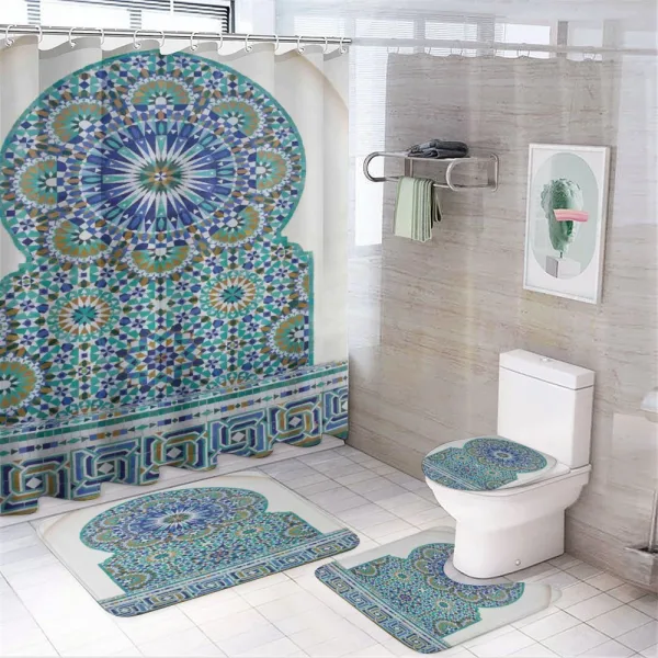 Eastern Ceramic Tile on a shower curtain