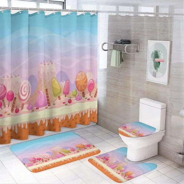 Fanciful Candy Road on a shower curtain