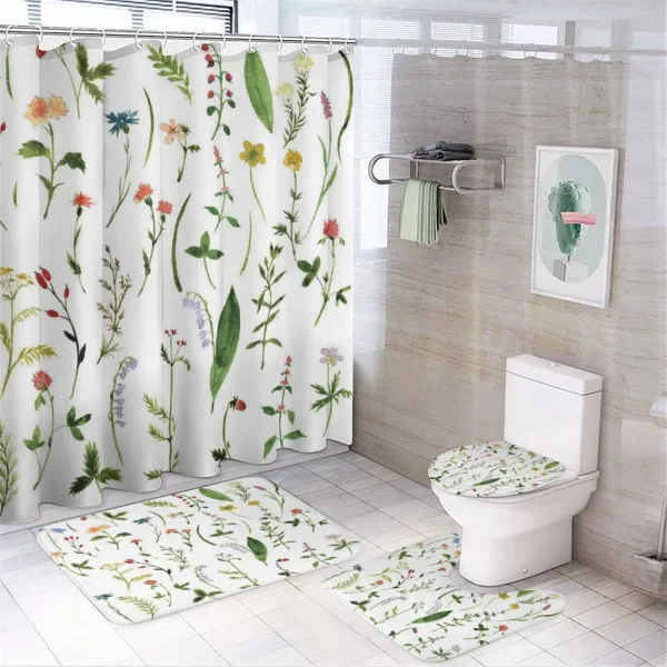Flowers Weeds on a shower curtain
